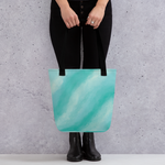 Aqua Waves & Swirls Tote Bag (15"x15")