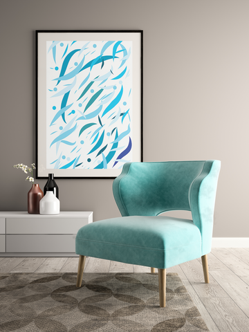 Blue Fish Giclée Art Poster