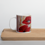 Emi Collection Poppies White Ceramic Mug (11oz or 15oz)