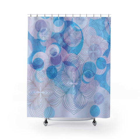 Blue and Lavender Geometric Spiral Shower Curtain (71"x74")