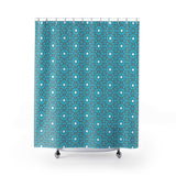 Vintage Blue and White Floral Geometric Shower Curtain (71"x74")