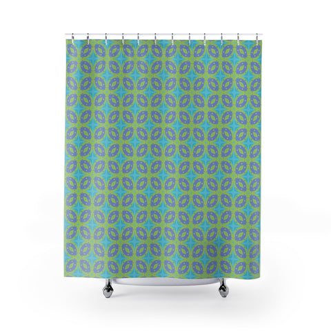 Vintage Blue, Gold and Green Shower Curtain (71"x74")