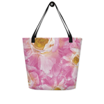 Pink Tulips Beach Tote Bag (16"x20")