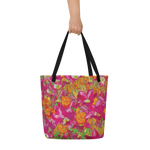 Orange and Pink Tulips Beach Tote Bag (16"x20")