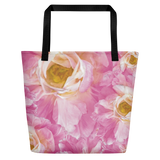 Pink Tulips Beach Tote Bag (16"x20")