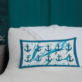 Blue Anchors 20"x12" Rectangular Premium Pillow (with pillow insert)