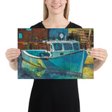 Blue Fishing Boat Giclée Art Poster