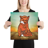 Sitting Fox with Sunset Sky Giclée Art Poster