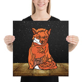 Sitting Fox with Starry Night Sky Giclée Art Poster
