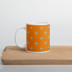 Vintage Blue and Orange Stars White Mug (11oz or 15 oz)